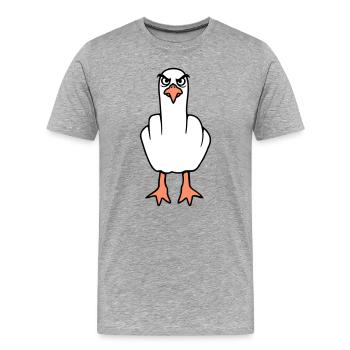 Möwe Mittelfinger Beleidigung Stinkefinger frech - Männer Premium Bio T-Shirt - Grau meliert - Vorne - Damien (186cm)