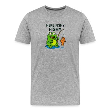 Poisson amical singe et grenouille - T-shirt bio Premium Homme - gris chiné - Devant - Damien (186cm)