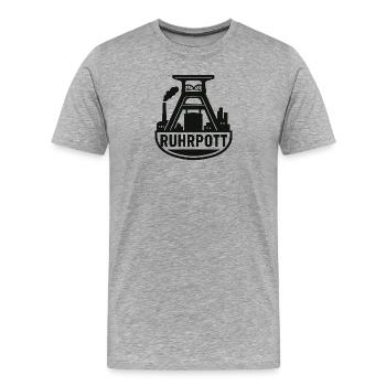 Ruhrpott Industrie Silhouette - Männer Premium Bio T-Shirt - Grau meliert - Vorne - Damien (186cm)