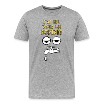 J'ai cru voir un robinet - T-shirt bio Premium Homme - gris chiné - Devant - Damien (186cm)