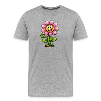 Funny Flower - Männer Premium Bio T-Shirt - Grau meliert - Vorne - Damien (186cm)