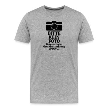 Datenschutzhinweis DSGVO bitte nicht fotografieren - Männer Premium Bio T-Shirt - Grau meliert - Vorne - Damien (186cm)