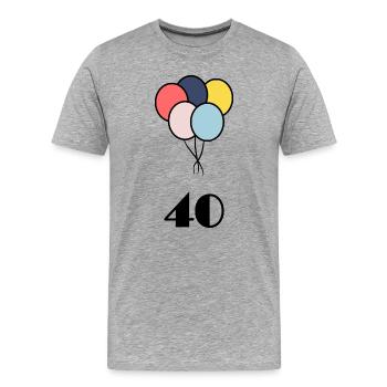 40. 40 ANS. 40e ANNIVERSAIRE. ANNIVERSAIRE 40 ANS. - T-shirt bio Premium Homme - gris chiné - Devant - Damien (186cm)