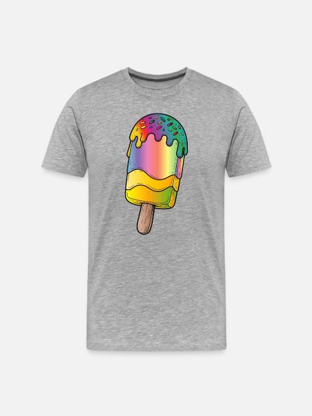 Rainbow Popsicle Cartoon Illustration - Men's Premium Organic T-Shirt - heather grey