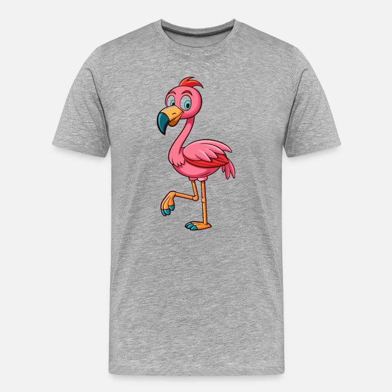 Flamingo - Männer Premium Bio T-Shirt - Grau meliert