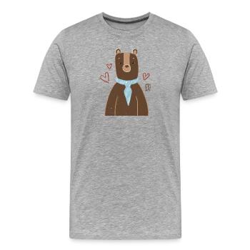 Un joli ours avec une écharpe bleue - T-shirt bio Premium Homme - gris chiné - Devant - Damien (186cm)
