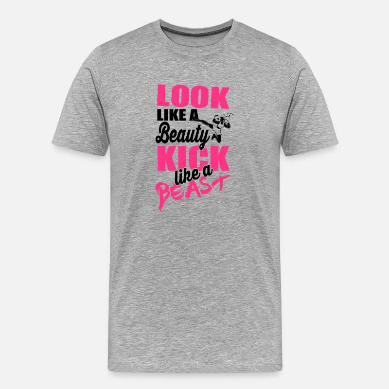 Kick like a beast - Männer Premium Bio T-Shirt - Grau meliert