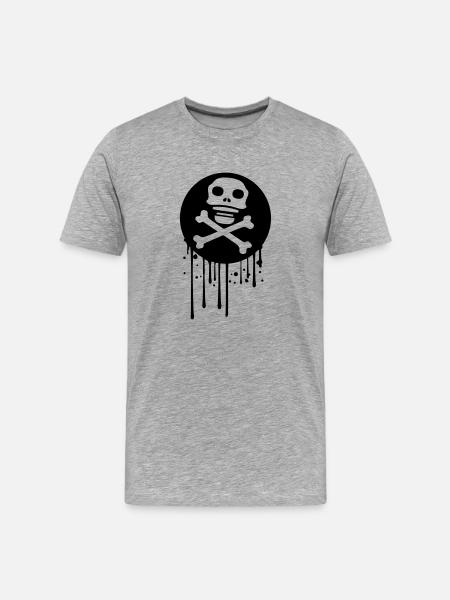 graffiti drip circle pirate logo rudder steering wheel on - Men's Premium Organic T-Shirt - heather grey