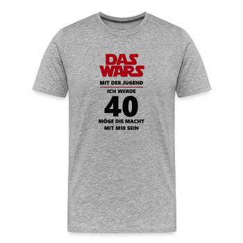 40 Geburtstag - Männer Premium Bio T-Shirt - Grau meliert - Vorne - Damien (186cm)