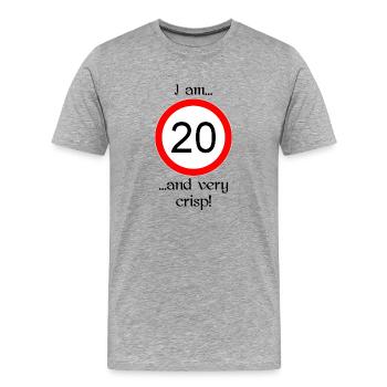 20 years very crisp script black - Men's Premium Organic T-Shirt - heather grey - Front - Damien (186cm)