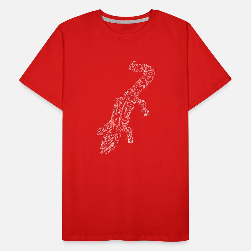 Tribal Lizard White Outlines Men's Premium Organic T-Shirt