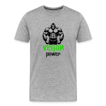 Gorilla Bodybuilder Végétalien - T-shirt bio Premium Homme - gris chiné - Devant - Damien (186cm)