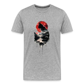Chat noir - T-shirt bio Premium Homme - gris chiné - Devant - Damien (186cm)
