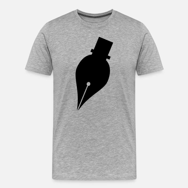 Schreibstift oder Tintenstift-Logo für Schreiber - Männer Premium Bio T-Shirt - Grau meliert