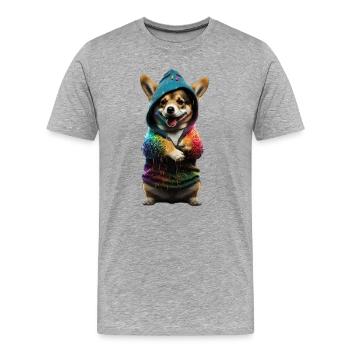 Stylish Pup - Männer Premium Bio T-Shirt - Grau meliert - Vorne - Damien (186cm)