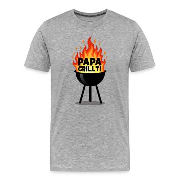 Barbecue Saison du barbecue Papa grillant au grill Papa grillant - T-shirt bio Premium Homme - gris chiné - Devant - Damien (186cm)