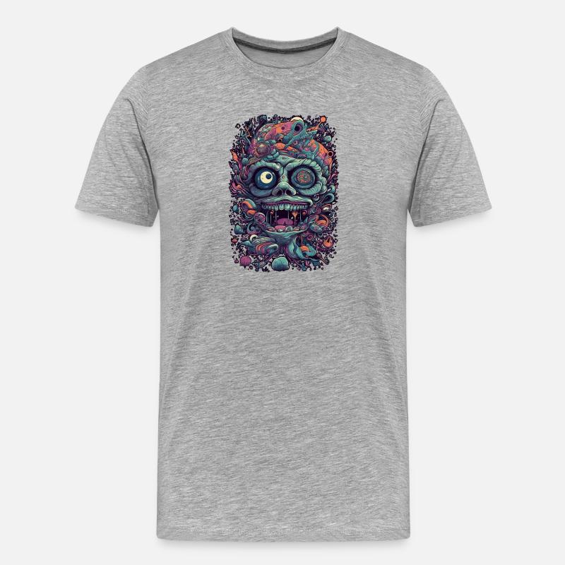Trippy Explosion - Psychedelisches Motiv - Männer Premium Bio T-Shirt - Grau meliert