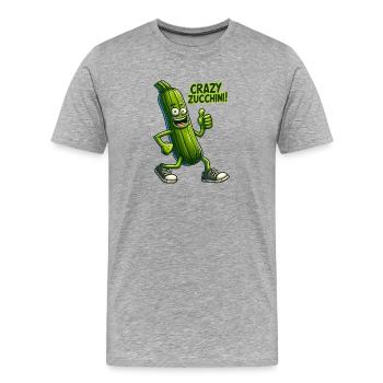 Crazy Veggies: Zucchini Thumbs Up - Männer Premium Bio T-Shirt - Grau meliert - Vorne - Damien (186cm)