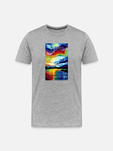 Regenbogen Horizont - Männer Premium Bio T-Shirt - Grau meliert
