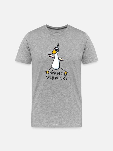 Gans verrückt - Männer Premium Bio T-Shirt - Grau meliert
