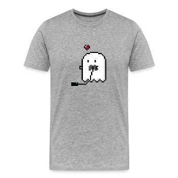 Gamer Ghostie - T-shirt bio Premium Homme - gris chiné - Devant - Damien (186cm)