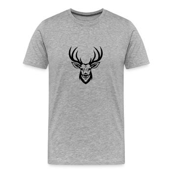 Tête de cerf - T-shirt bio Premium Homme - gris chiné - Devant - Damien (186cm)