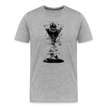 surreale Sanduhr- Ozean und Wüste- - Männer Premium Bio T-Shirt - Grau meliert - Vorne - Damien (186cm)