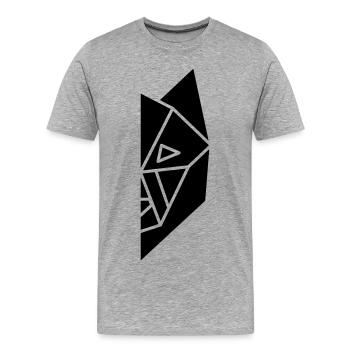wolf half face2 - Männer Premium Bio T-Shirt - Grau meliert - Vorne - Damien (186cm)