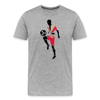 Joueur de foot avec ballon de foot - T-shirt bio Premium Homme - gris chiné - Devant - Damien (186cm)