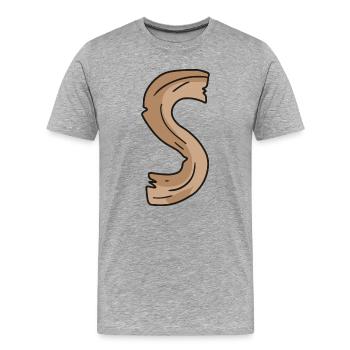 Lettre S Bois Bois Lettre Nom - T-shirt bio Premium Homme - gris chiné - Devant - Damien (186cm)