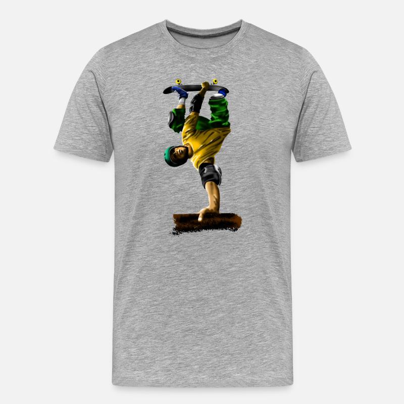 Straßen-Skateboarder Sprung Dynamik - Männer Premium Bio T-Shirt - Grau meliert