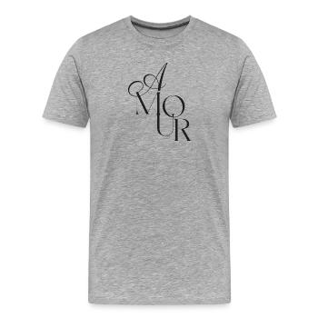 Elegantes Monogramm Amour  - Männer Premium Bio T-Shirt - Grau meliert - Vorne - Damien (186cm)