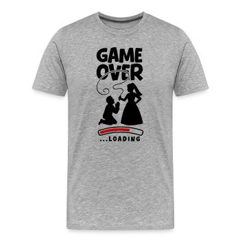 Fin de partie : couple de mariage - T-shirt bio Premium Homme - gris chiné - Devant - Damien (186cm)