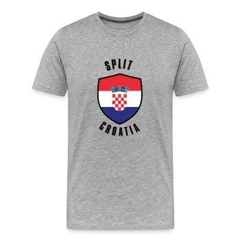 Geteilter Kroatien-Schild - Männer Premium Bio T-Shirt - Grau meliert - Vorne - Damien (186cm)