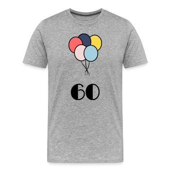 60. 60 ANS. 60e ANNIVERSAIRE. ANNIVERSAIRE 60 ANS. - T-shirt bio Premium Homme - gris chiné - Devant - Damien (186cm)