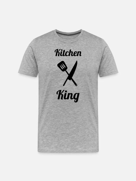 Küchenkönig: Der König des Pro-Herds - Männer Premium Bio T-Shirt - Grau meliert