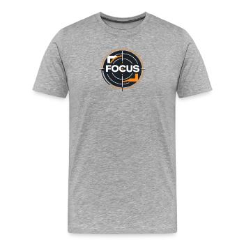Fokus Zielkreis Logo - Männer Premium Bio T-Shirt - Grau meliert - Vorne - Damien (186cm)