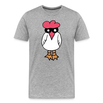 Caricature de la poule drôle de poule poule - T-shirt bio Premium Homme - gris chiné - Devant - Damien (186cm)
