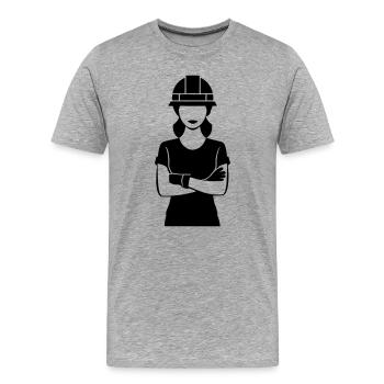 Bauarbeiter Frau - Männer Premium Bio T-Shirt - Grau meliert - Vorne - Damien (186cm)
