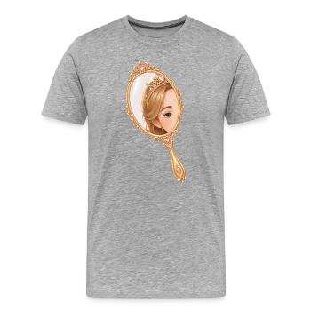 Illustration du miroir à main de la princesse - T-shirt bio Premium Homme - gris chiné - Devant - Damien (186cm)
