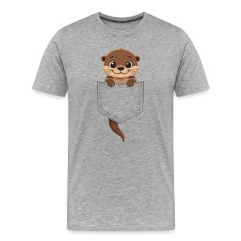 Une loutre mignonne qui sort de sa poche, - T-shirt bio Premium Homme - gris chiné - Devant - Damien (186cm)