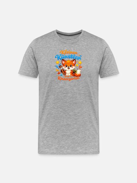 Kleiner Künstler im Kindergarten - Männer Premium Bio T-Shirt - Grau meliert