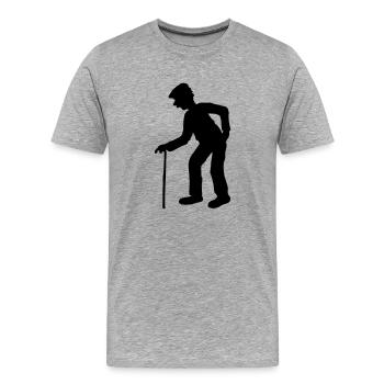 stock hut gehen ruecken opa grossvater alt rente e - Männer Premium Bio T-Shirt - Grau meliert - Vorne - Damien (186cm)