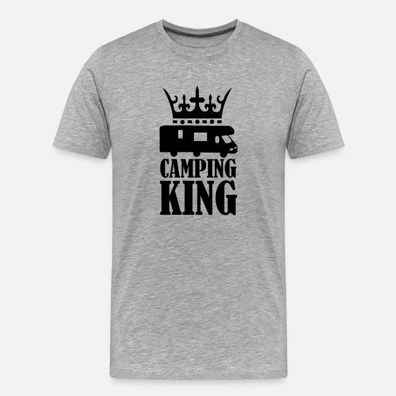 camping_king_01 - Männer Premium Bio T-Shirt - Grau meliert