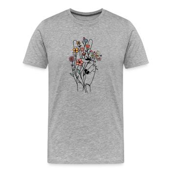 Conception de la main de paix / Signe de paix - T-shirt bio Premium Homme - gris chiné - Devant - Damien (186cm)