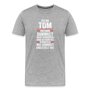 Tom - Männer Premium Bio T-Shirt - Grau meliert - Vorne - Damien (186cm)