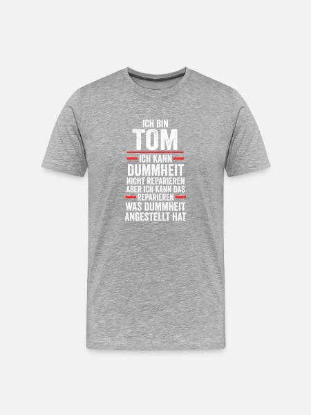 Tom - Männer Premium Bio T-Shirt - Grau meliert