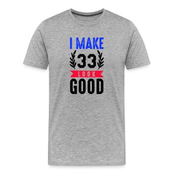 look good 33 - Männer Premium Bio T-Shirt - Grau meliert - Vorne - Damien (186cm)
