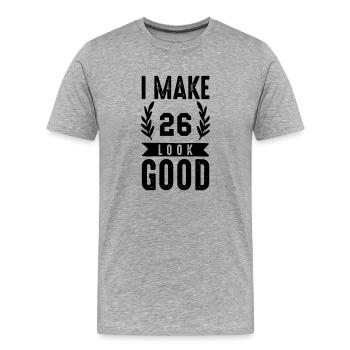 look good 26 - Männer Premium Bio T-Shirt - Grau meliert - Vorne - Damien (186cm)
