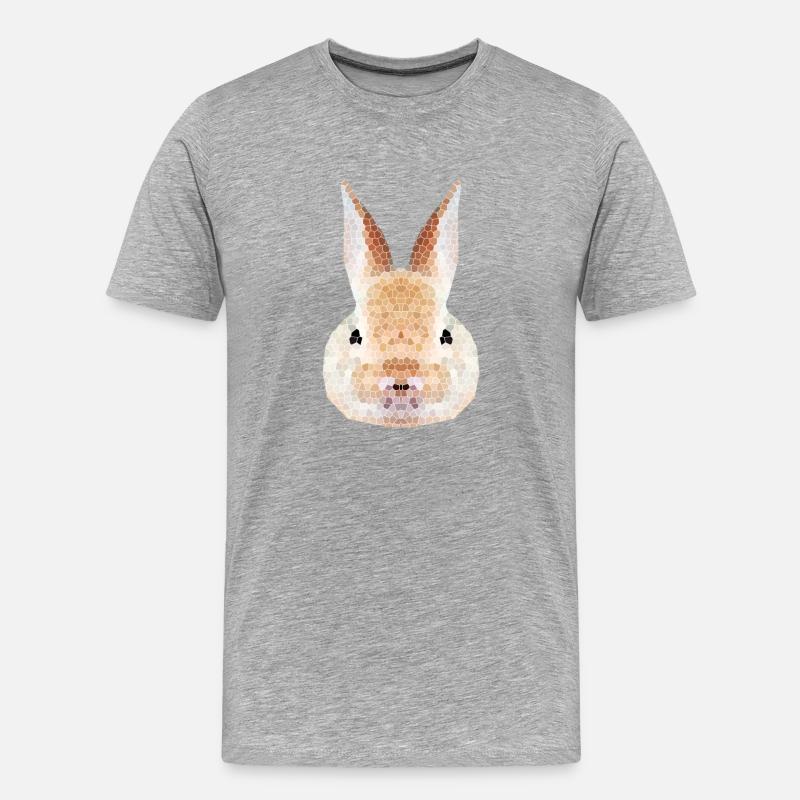 Hase Polygon – Low Poly - Männer Premium Bio T-Shirt - Grau meliert